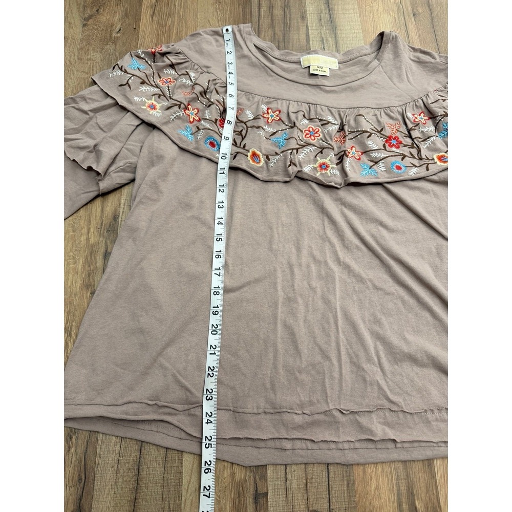 Michael Kors Embroidered Ruffle‎ Blouse Women's Medium NWT Boho Floral - Picture 6 of 8